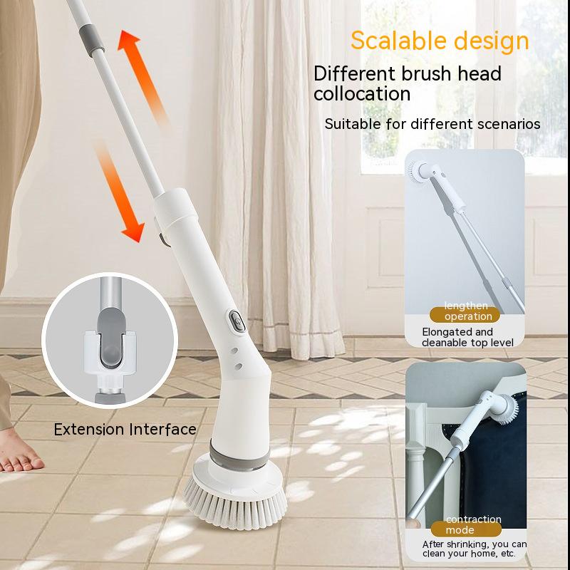 Electric Spin Scrubber with Telescopic Long Handle – Cordless Multifunction Cleaning Brush for Walls, Floors & Bathrooms
