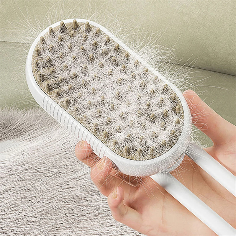3-in-1 Electric Steam Pet Brush for Cats & Dogs – USB Rechargeable Grooming, Massage & Hair Removal Comb