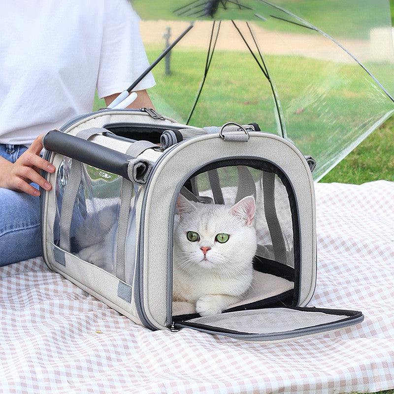 Portable Transparent Pet Carrier Backpack – Breathable, Foldable Travel Bag for Cats & Small Dogs