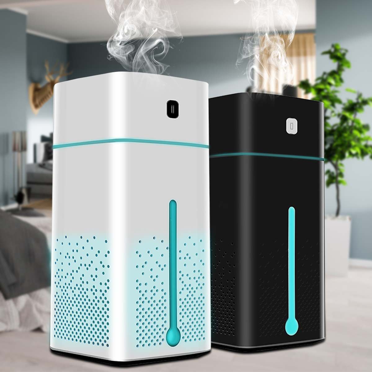 2-in-1 Air Purifier & Ultrasonic Humidifier with LED Night Light – Quiet, USB Powered, 1000ml