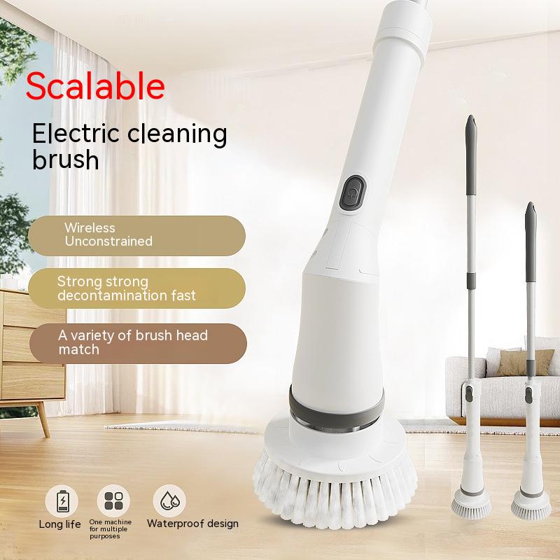 Electric Spin Scrubber with Telescopic Long Handle – Cordless Multifunction Cleaning Brush for Walls, Floors & Bathrooms