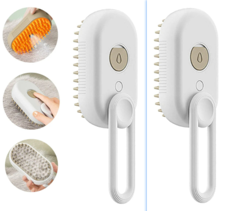 3-in-1 Electric Steam Pet Brush for Cats & Dogs – USB Rechargeable Grooming, Massage & Hair Removal Comb