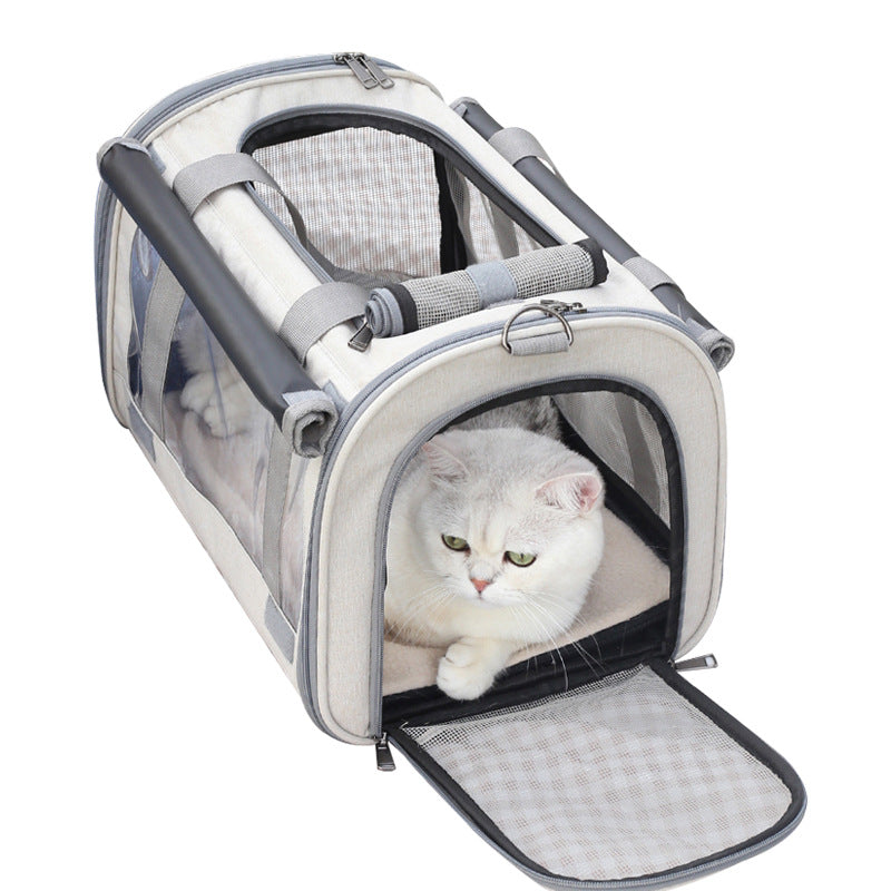 Portable Transparent Pet Carrier Backpack – Breathable, Foldable Travel Bag for Cats & Small Dogs